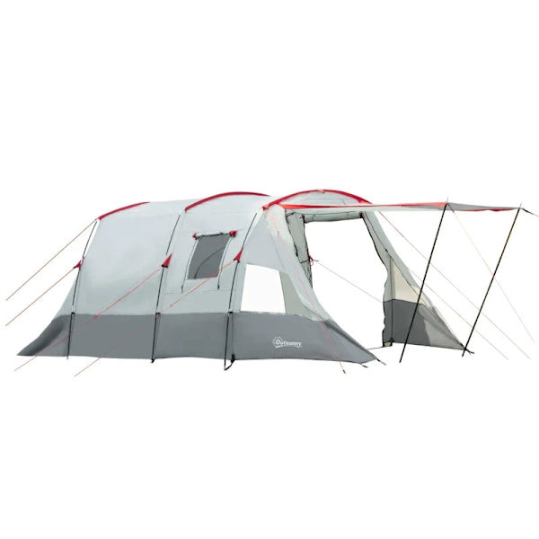 Rootz Campingtält - Tunneltält - Campingtält med sovrum - Vardagsrum - Insytt golv - 3 dörrar och bärväska - 2000mm vattenpelare för fiske - Vandring