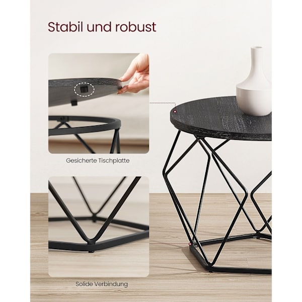 Rootz 2-delade sidobord - Svarta gavelbord - Bord av spånskiva i stål - Lätt hållbar design - Enkel montering - 50 cm x 40 cm x 40 cm & 40 cm x 36 cm