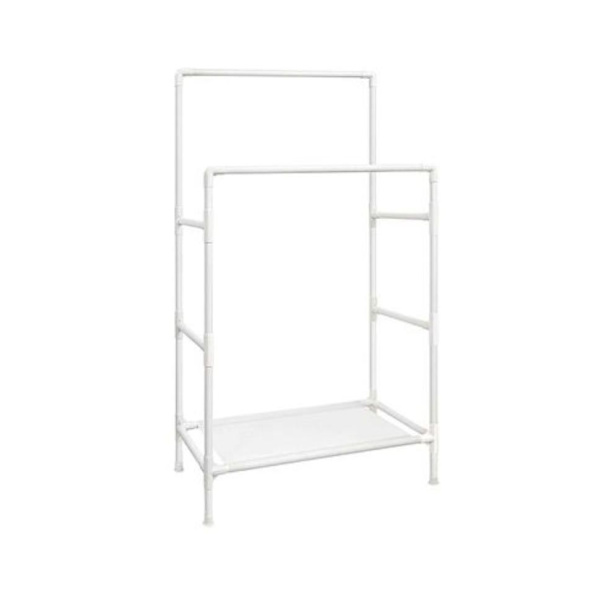 Rootz Tøjstativ - Garderobestativ - To stænger - Metal - Plast - Hvid - 88 x 44 x 154 cm