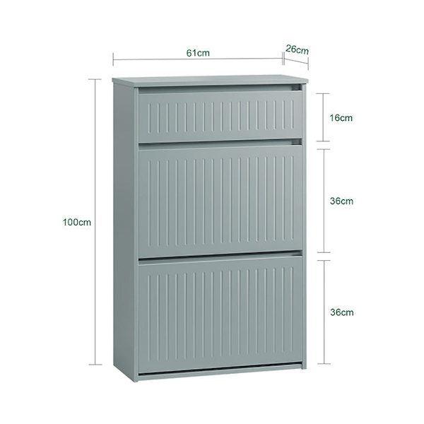 Rootz Skoskab med 2 klapper og 1 skuffe - Skovipper - Skostativ - Alsidig opbevaring - Nem montering - Pladsbesparende design - 61 cm x 100 cm x 26 cm
