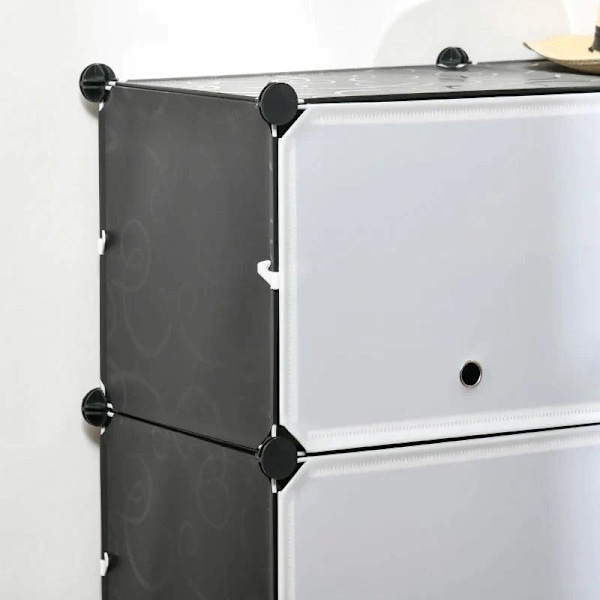 Rootz skoskab - træhammer - sort klemme - plast + stål - sort + hvid - 125 x 32 x 125 cm