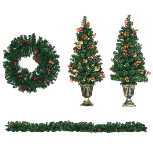 Rootz julepyntsæt - julepynt - 2 juletræer - 1 julekrans - 1 jul
