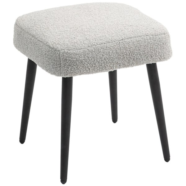 Rootz skammel - Fodstøtte Ottoman - Cashmere Look - Blød polstring - Stålben - Lysegrå - 42cm x 42cm x 47cm
