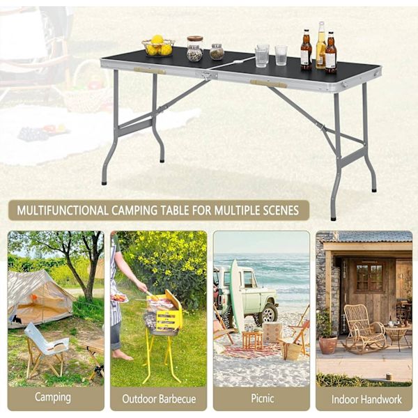 Rootz Bärbart hopfällbart bord - Picknickbord - Utomhusbord - Enkelt att ställa in - Kompakt och transportabelt - Hållbart och stabilt - Järn & MDF -