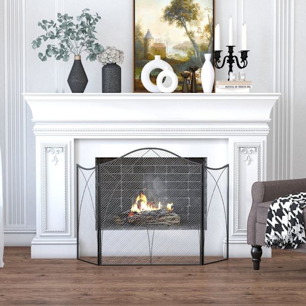 Rootz Pejsebeskyttelsesgitter - Ildvagt - Brandskærm - Metalkonstruktion - Foldbare paneler - Pulverlakering - 126cm x 76cm x 2cm