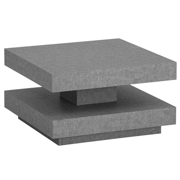Rootz Square sofabord - Moderne centerbord - Matt Concrete Design - Rigelig opbevaring - 60 cm x 60 cm x 34 cm