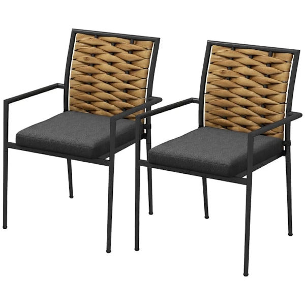 Rootz Trädgårdsstolar - Utestolar - Uteplatsstolar - Sittdynor - Väderbeständig - Modern design - PE-rotting - Polyester - Svart - 57 X 58 X 87cm