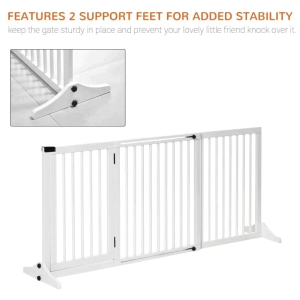 Rootz Pet Gate - Koiraportti - Koiran este - Turvaportti - Valkoinen - 113-166 x 36 x 71 cm