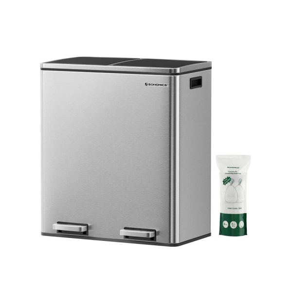 Rootz papperskorg - Soft Close-funktion - Idealisk avfallsbehållare - Badrumssopor - Perfekt design - Hög kvalitet - Innerhink - 60 liter - Rostfritt