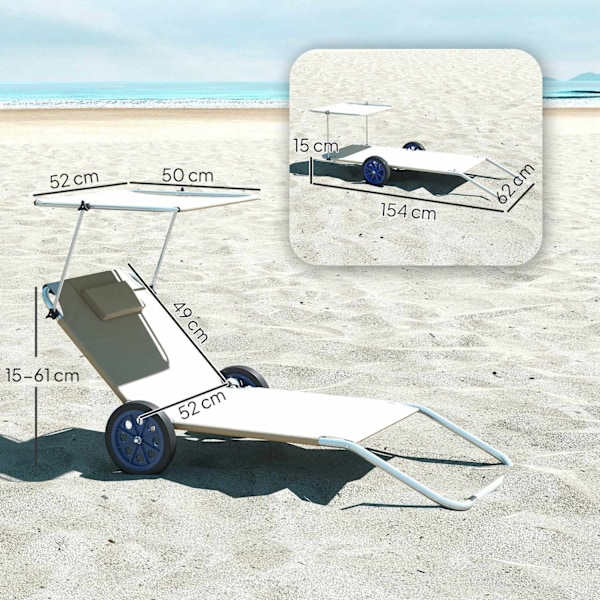 Rootz Sun Lounger Set - Foldbar havelounger - Rulle dækstol - Justerbar ryglæn - 62 cm x 148 cm x 85 cm