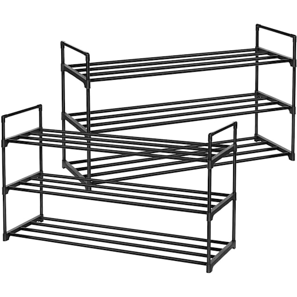 Rootz skostativer - Sæt med 2 - Sko Organizer - 24-30 par sko - Stabelbar - 92 x 30 x 53 - Metal - Sort