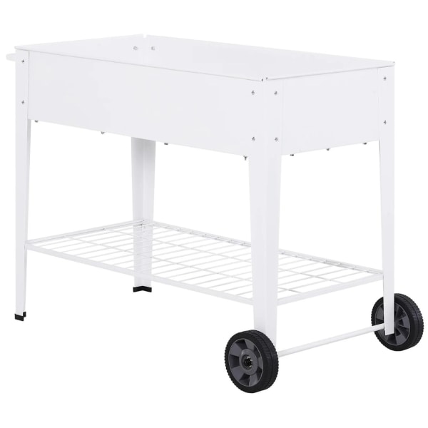 Rootz Plantevogn - Plantevogn - Plantebed - 2 Hjul - Mobil - Metal - Hvid - 107,5 x 50 x 80 cm