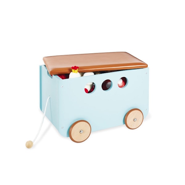 Rootz Toy Chest On Wheels 'Jim' - förvaringslåda - Rolling Container - Pull Cord -funktion - 50 cm x 36 cm x 36 cm