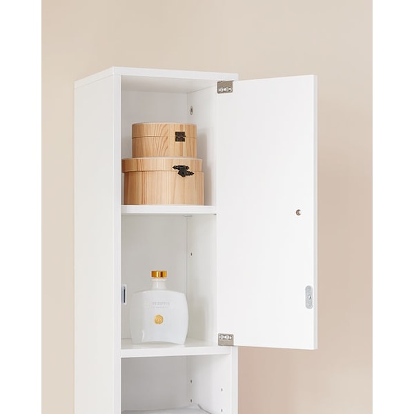Rootz Tall Badrumskåp - förvaringsskåp - Badrumsarrangör - Justerbara hyllor - 20x180x20cm - MDF E1 - High Gloss White