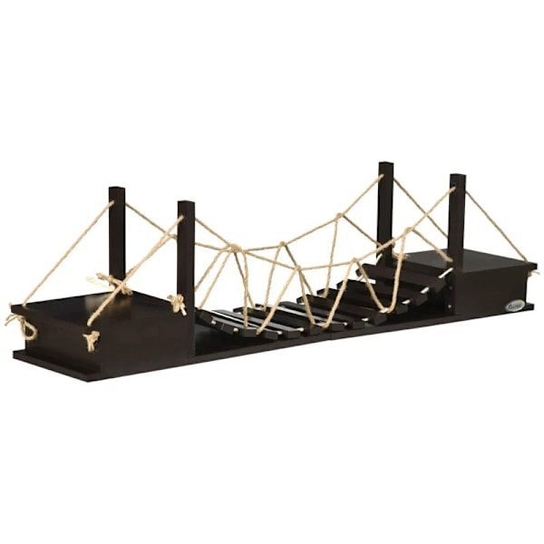 Rootz Cat Climbing Wall - Katthylla - Hängbro - Hängande katthylla - Espresso - 96cm x 20cm x 25,5cm, Brun