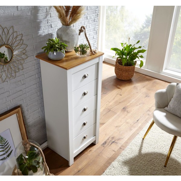 Rootz skänk med 5 lådor 53x114x39 cm byrå vit - ek modern - Design skänk hög smal - byrå vardagsrum