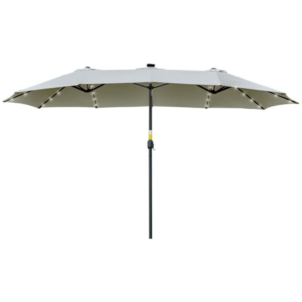 Rootz Dobbeltsidet Paraply - Paraply - Market Paraply - Haveparasol - Haveparasol - Parasol - Med LED - Lysegrå/sort - 4,5L x 2,65W x 2,4H m