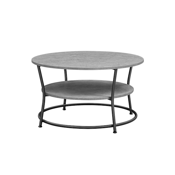 Rootz Pyöreä sohvapöytä - Teollinen pyöreä pöytä - Harmaa-musta väri - Lastulevy ja teräs - 80cm S x 46.5cm K - 10.6kg - 50kg Kapasiteetti