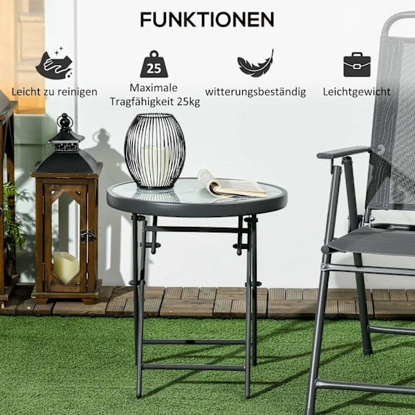 Rootz sammenfoldelig sidebord - udendørs foldningsbord - kompakt gårdhavebord - vejrbestandig og let at rengøre - 45 x 45 x 50 cm