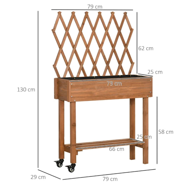 Rootz Højseng - Integreret espalier - Opbevaringshylde - Hjul - Massivt træ - Brun - 79 x 29 x 130 cm