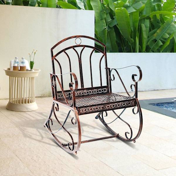 Nancy's Hoover Schommelbank - Tuinschommel - Tuinbank - Metaal - 1-Zits - Brons - 61 x 79 x 90 cm