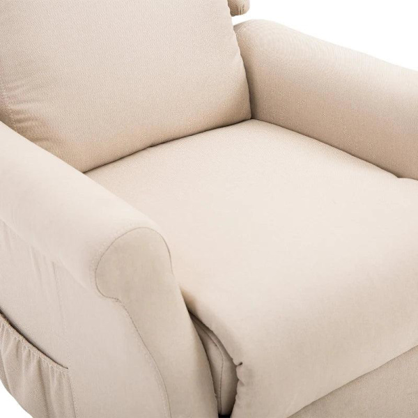 Rootz Stand-up Chair - Fjernbetjeningsstol - Tv Stol - Linned + Træ + Skum - Creme - 72,5 X 94 X 109 Cm