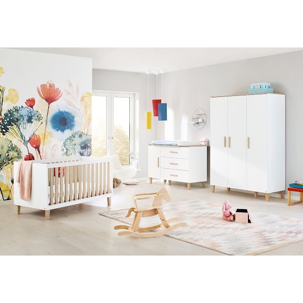 Rootz Lumi 3-delt børneværelsessæt - Tremmeseng - Pusleenhed - Cabriolet - 145 cm x 77 cm x 84 cm (sengeseng)