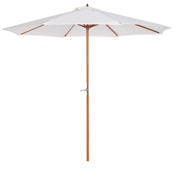 Nancy's Buckeye Parasol - Tuinparaplu - Hout - Marktparaplu - 2,7m Diameter - Wit - Bruin