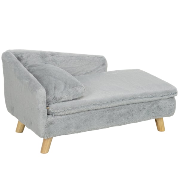 Rootz Dog Sofa - Pet Couch - Caninsäte - Mjuk plyschkomfort - 70 x 42,5 x 38,5 cm grå