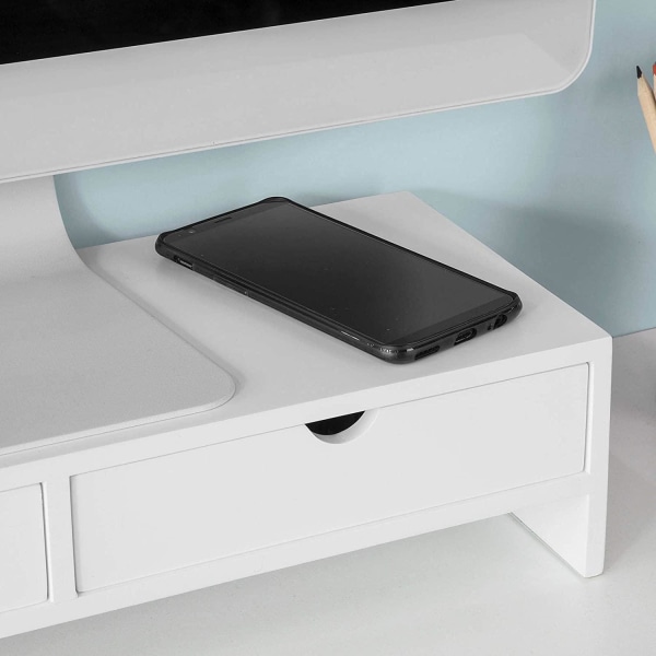 Rootz Monitor Stand Computer Screen- Monitor Stand Monitor- Riser Desk Organizer med 2 skuffer