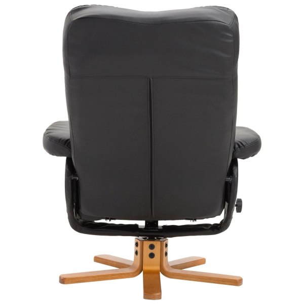 Rootz Relax stol - Fodstøtte - Fodskammel - Kunstlæder - Massivt træ - Liggefunktion - 80 x 86 x 99 cm - Sort
