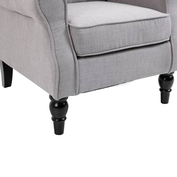 Rootz Enkelsoffa Vilstol - Enkelstol Soffa Vilstol - Tuftad trä - Fötter Polyester Vilstol - Grå Viltstol - 76 X 86 X 108 Cm