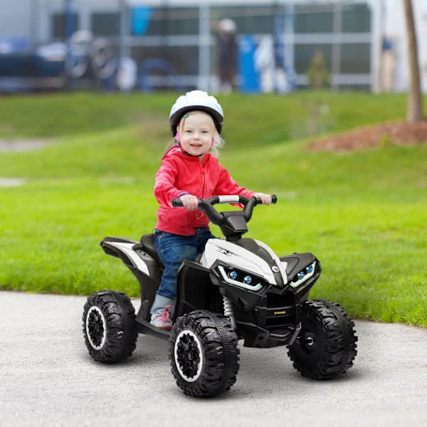 Rootz Quad elbil för barn - Elektrisk ATV för barn - Åkande fordon - Ergonomiskt säte - LED-strålkastare - 83 cm x 53 cm x 55,5 cm - Svart + Vit