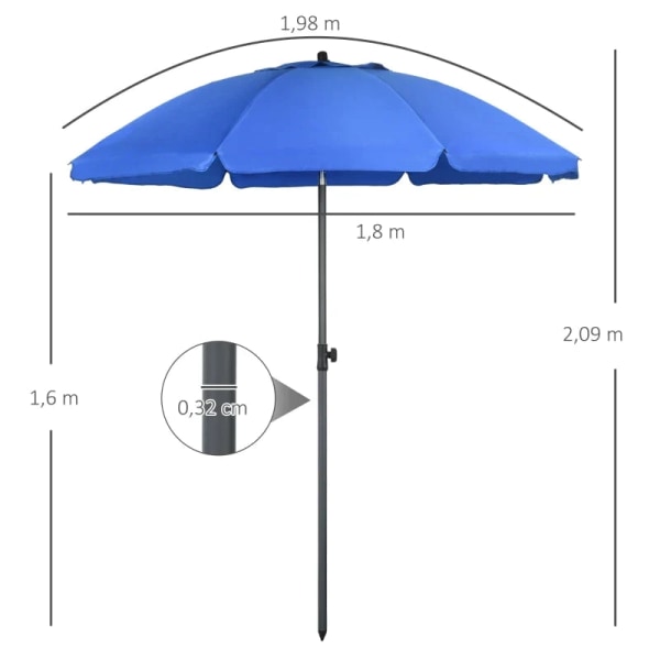 Rootz strandparaply - Parasol med ventilationshuller - Justerbar