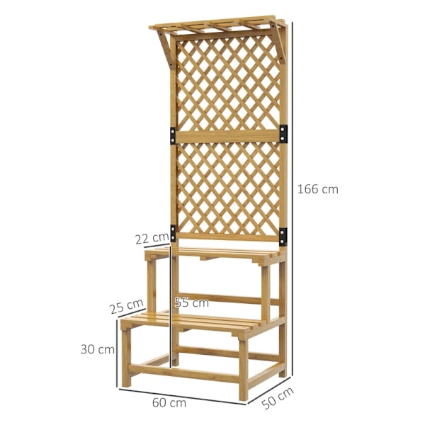 Rootzin kaksikerroksinen kasviteline - Puutarhahylly - Kukkaesittely - Kuusi - 60W x 50D x 166K cm