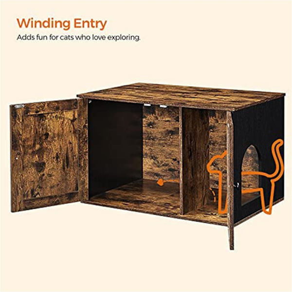 Rootz Cat House - Kattskåp - Husdjursmöbler - Spånskivakonstruktion - Böjd entré - Multifunktionell - 80 cm x 53 cm x 49,2 cm