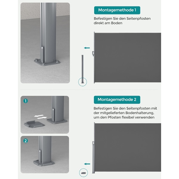 Rootz Privacy Protection Sidomarkis - Terrassskärm - Balkongskärm - Aluminiumlegering - UV-skydd - Inomhus utomhusbruk - 160cm x 400cm