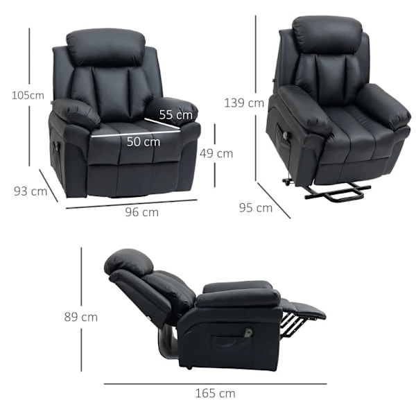 Rootz Relaxation Chair - Ståhjälp - Inklusive fotstöd - Elektrisk TV-stol - Sidoficka - Nackstöd - 1 Fjärrkontroll - Flerskiktsbräda - Konstläder - Sv