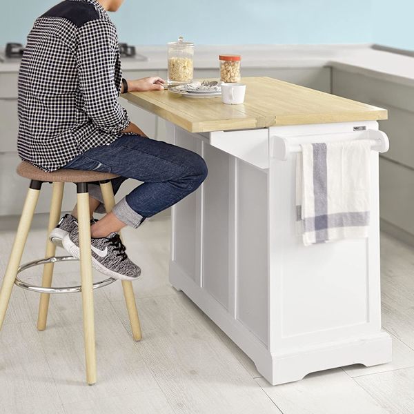 Rootz Extendable Kitchen Island Kitchen - Kaappiseinäkeittiö - Säilytysvaunu kumipuutyötasolla