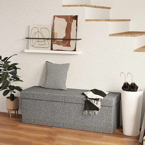 Rootz FootStool Storage Ottomaanien - taitettavan penkki - istuinrinta - pehmeä pehmuste - 110 cm x 38cm x 38cm - kaksois 61L: n osasto - harmaa