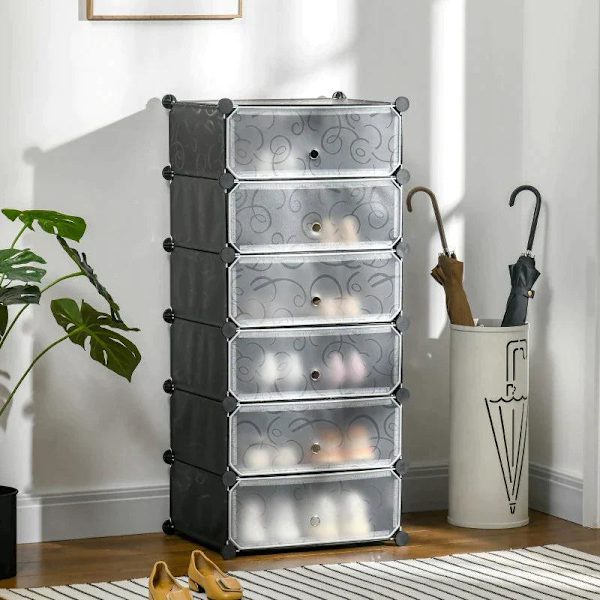 Rootz skostativ - modulært skostativ til 6 par sko - abs-stik - dørplade - træhammer - sort - 49L x 36,5W x 108H cm