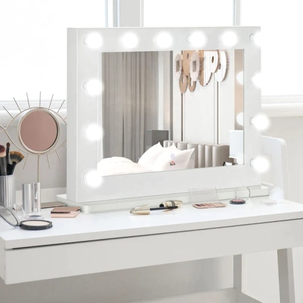 Rootz Hollywood Mirror Lighting - Touch Control - Hukommelsesfunktion - 12 dæmpbare - Led lamper - Hvid - 80 x 60 cm