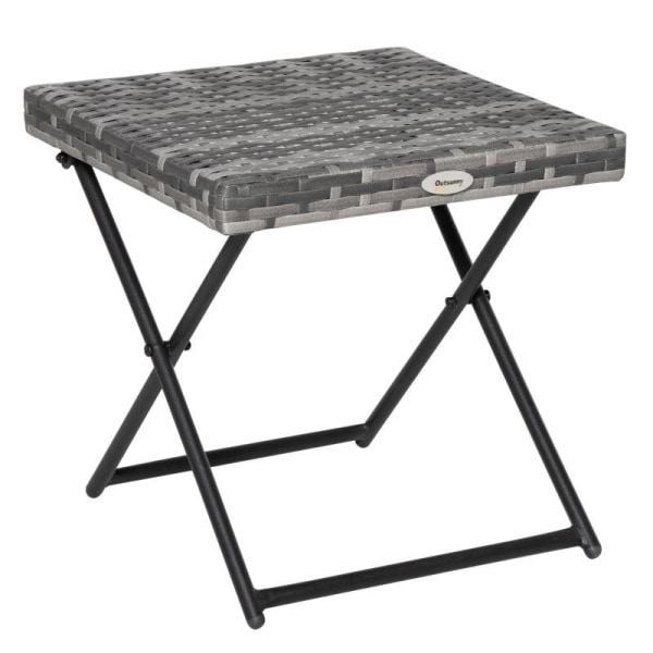 Rootz Havebord - Sammenklappeligt sidebord i rattaneffekt - Grå - 40 x 40 x 40 cm