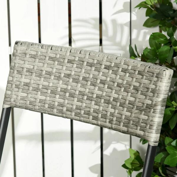 Rod 3 stk. Havesiddegruppe - 2 klapstole - 1 klapbord - Rattanlook - Metalstel - Lysegrå - 60L x 60W x 72H cm
