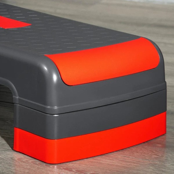 Rootz Stepper - Højdejusterbar - Aerobic Stepper - Plast - Skridsikker overflade - Rød + Sort - 78L x 28W x 10/15/20H cm
