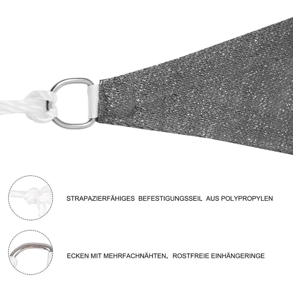 Rootz HDPE Solsejl - Skyggesejl - UV-beskyttelsessejl - 85 % solafskærmning - Holdbar og rivefast - Nem installation - 5m x 7m