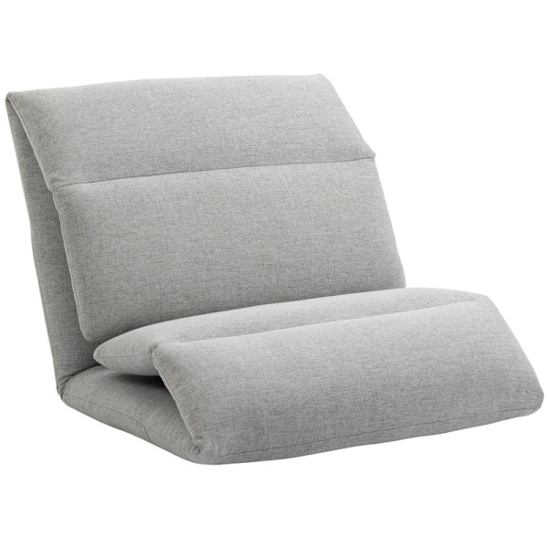 Rootz Floor Chair - Gästmadrass - 5 nivåer - Lounge Chair - Tjock stoppning - Linnelook - Andningsbart yttermaterial - Robust stålstomme - Ljusgrå - 7