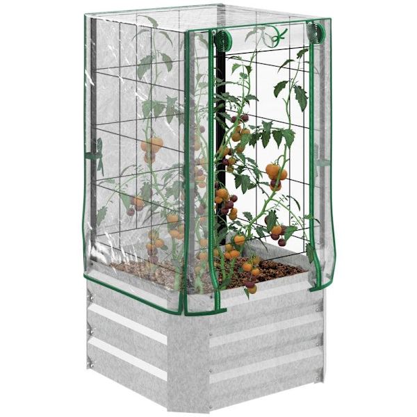 Rootzin korotettu sänky - Kasvihuone - 3 kpl säleikköllä - Muovikansi - 53 x 53 x 90 cm