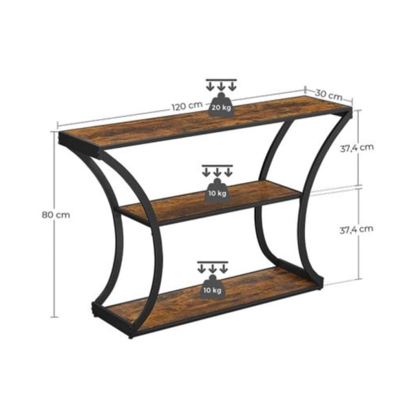 Rootz konsolbord - skænk - sidebord - industrielt - brun - sort - forarbejdet træ - metal - 120 x 30 x 80 cm