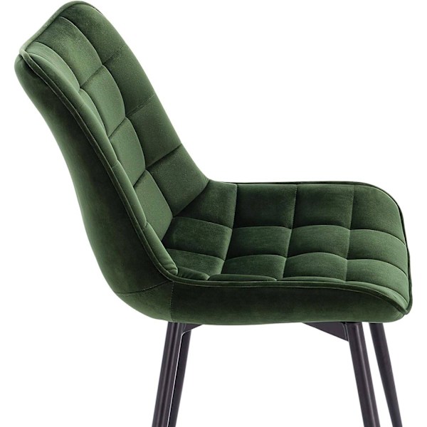 Rootz Set med 8 matstolar - Sammetsklädd - Metallram - Ergonomisk design, hållbar, bekväm - Mörkgrön - 85,5 cm x 46 cm x 40,5 cm